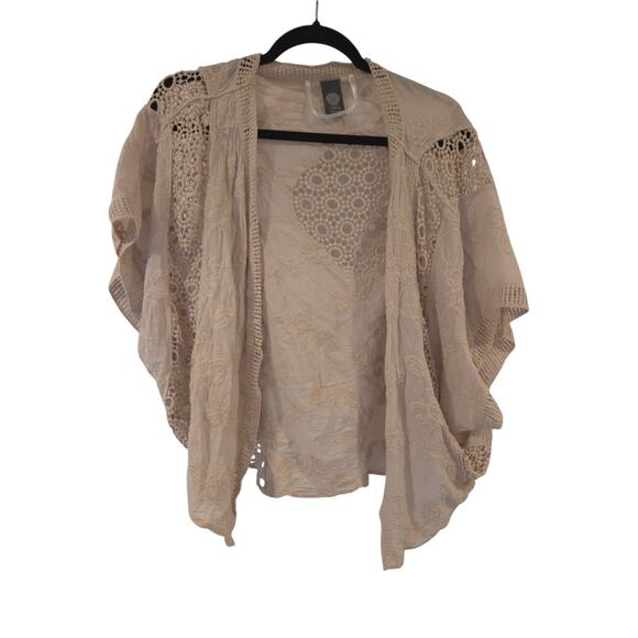 Vince Camuto Cream Kimono Short Boho Crochet Detail O/S - Picture 1 of 3